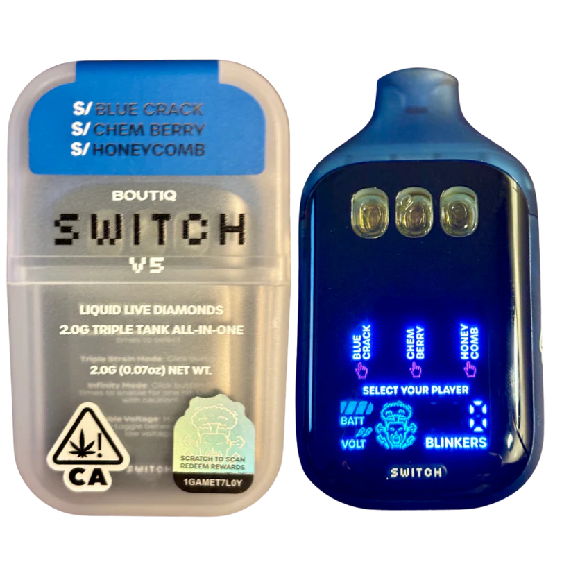 BOUTIQ SWITCH V5 (3 en 1) “BLUE CRACK” x “CHEM BERRY” x “HONEYCOMB” (SATIVA)